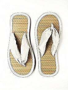 Iridescent Taffeta Flip Flops