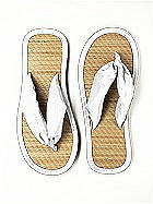 Iridescent Taffeta Flip Flops