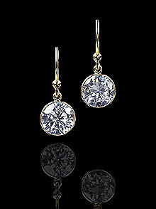 18K Gold Vermeil  Solitaire Bezel Drop Earrings