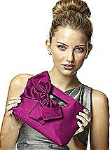 Dupioni Clutch with Interchangeable Bow
