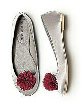 Crinkle Chiffon Flower Pom Pom Shoe Clip