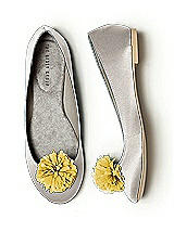 Crinkle Chiffon Flower Pom Pom Shoe Clip