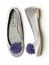 Crinkle Chiffon Flower Pom Pom Shoe Clip